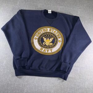 Soffe Sweatshirt Mens Large Blue Fleece Crewneck United States Navy Graphic
